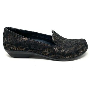 Dansko Olivia suede loafer bronze snake